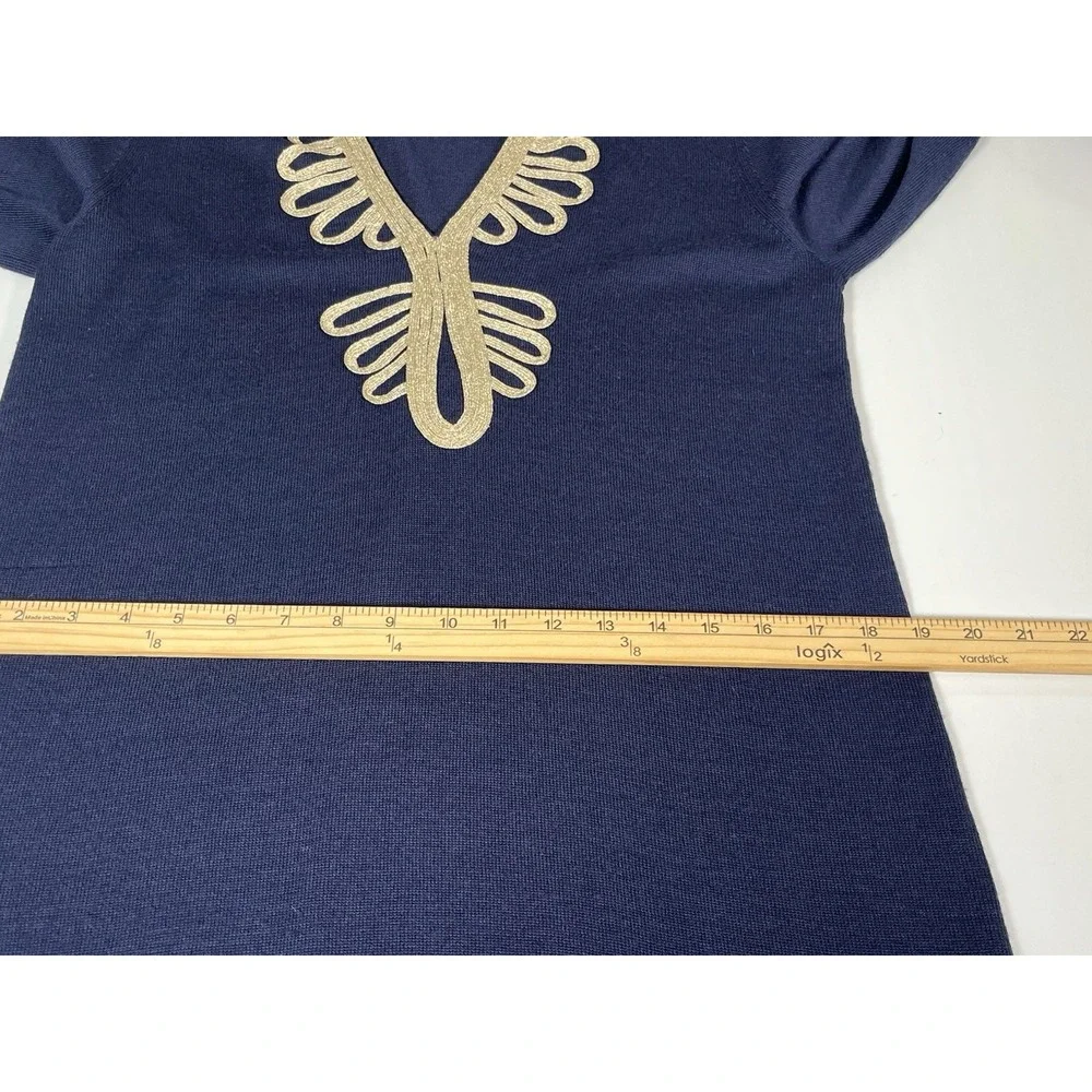 Lilly Pulitzer Devlin Sweater Shift Dress Navy Blue Merino Wool‎ Sz L